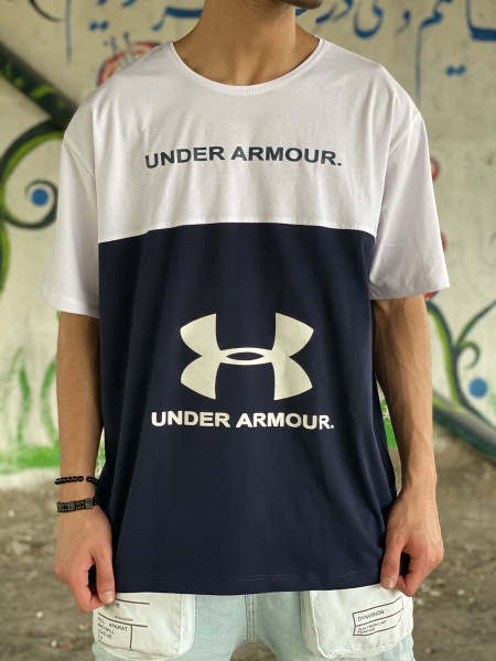 تیشرت آستین کوتاه سایز بزرگ طرح Under Armor مشکی سفید