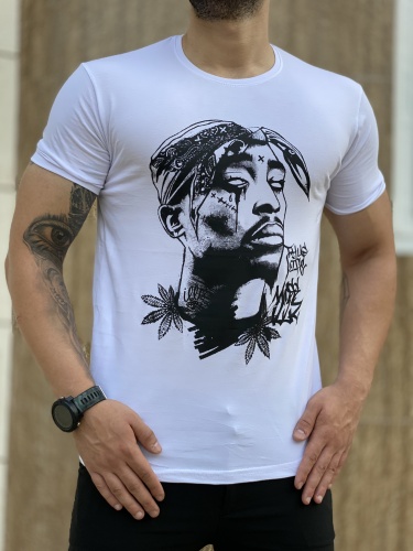 تیشرت آستین کوتاه Tupac سفید