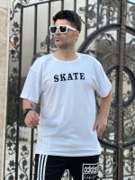 تیشرت آستین کوتاه سایز بزرگ Skate سفید