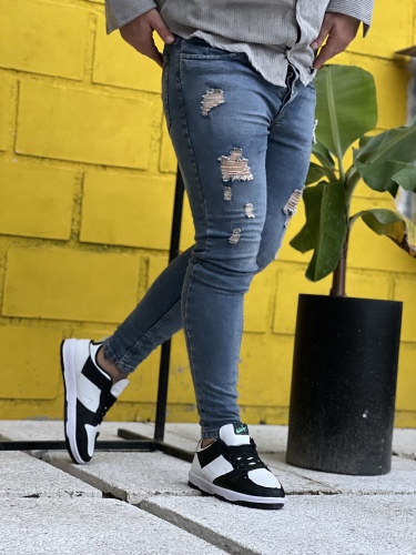 شلوار جین JEANS زاپدار آبی سایه روشن