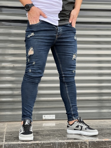 شلوار جین JEANS زاپدار آبی تیره