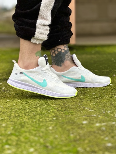 کتونی حراجی جدید سایز بزرگ NIKE MAX سفید فیروزه ای