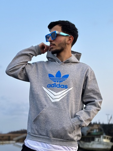 هودی adidas طوسی آبی