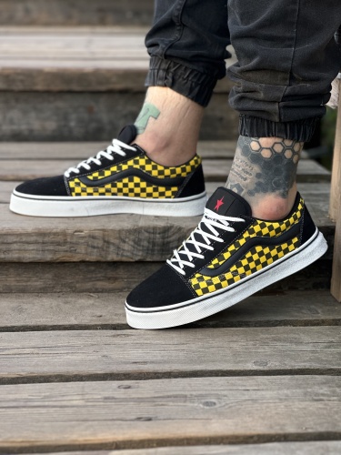 کتونی VANS ALLSTAR شطرنجی مشکی زرد