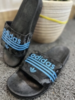 دمپایی adidas سه خط طرح پتینه مشکی آبی