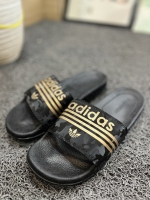 دمپایی adidas سه خط طرح پتینه مشکی طلایی