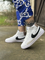 کتونی ساقدار NIKE blazer سفید کرم نایک مشکی