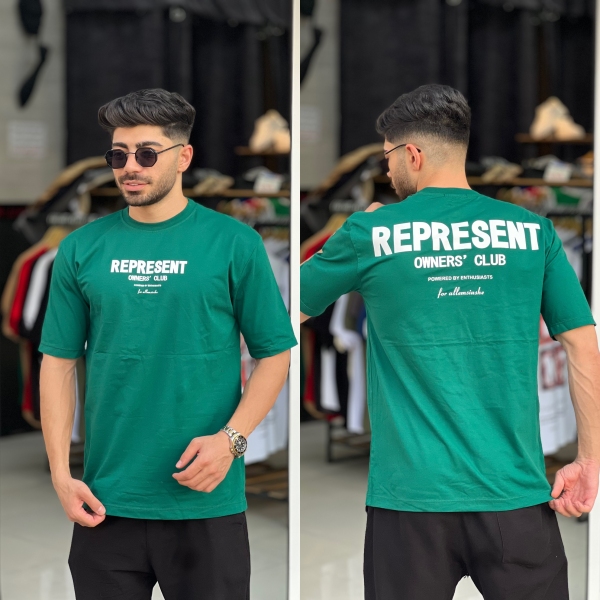 تیشرت آستین سه رب REPRESENT سبز