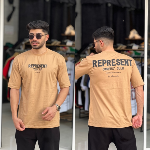 تیشرت آستین سه رب REPRESENT کرمی