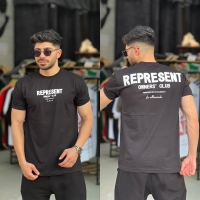 تیشرت آستین سه رب REPRESENT مشکی