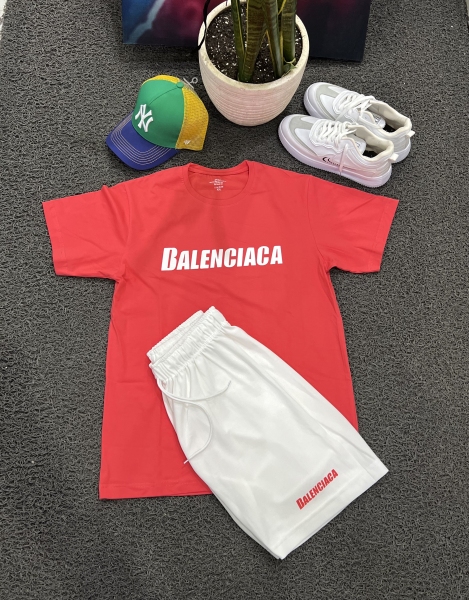 ست تیشرت و شلوارک BALENCIAGA گلبه ای سفید