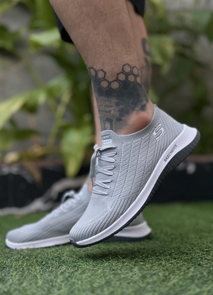 ست کتونی اسپرت بندی SKECHERS طوسی روشن