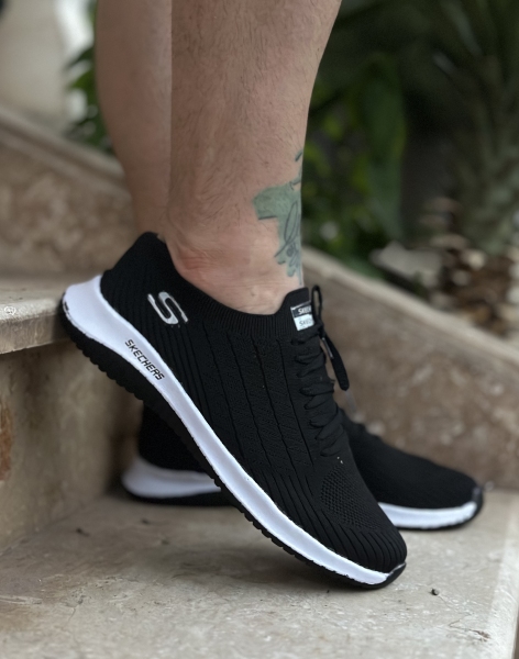 ست کتونی اسپرت بندی SKECHERS مشکی کف سفید