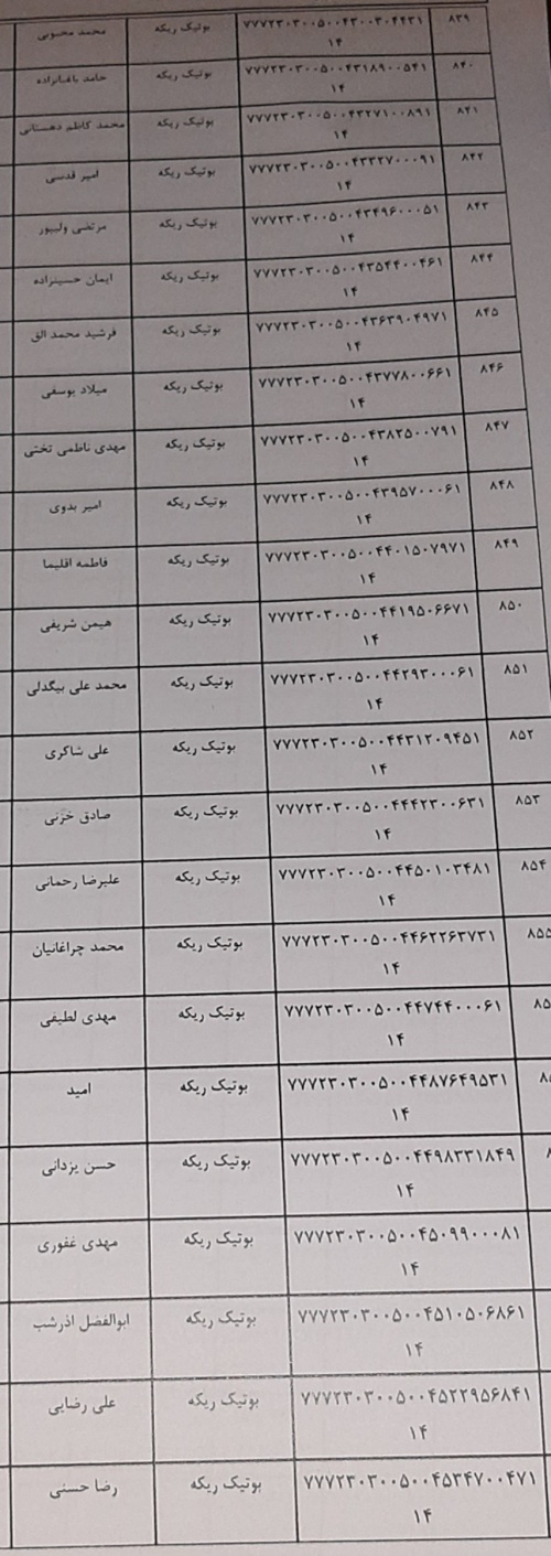 رسید مرسولات پستی ارسال شده