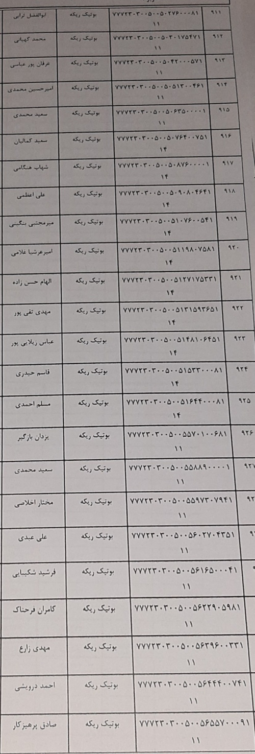 رسید مرسولات پستی ارسال شده