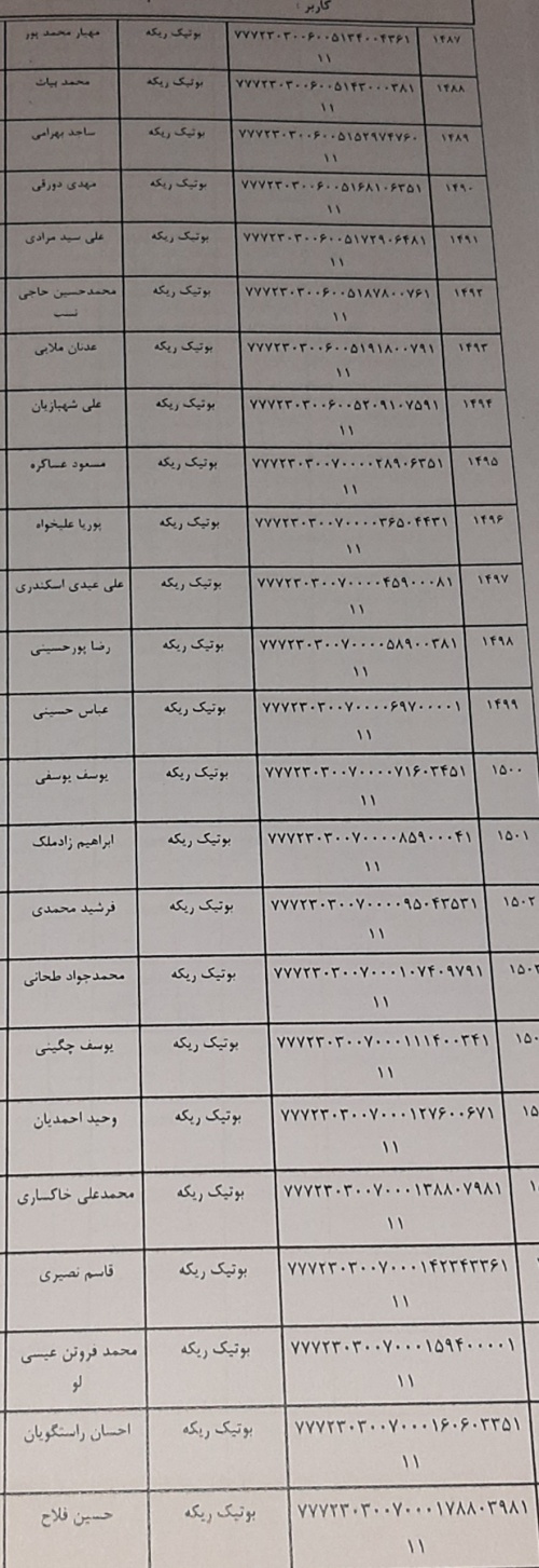 رسید مرسولات پستی ارسال شده