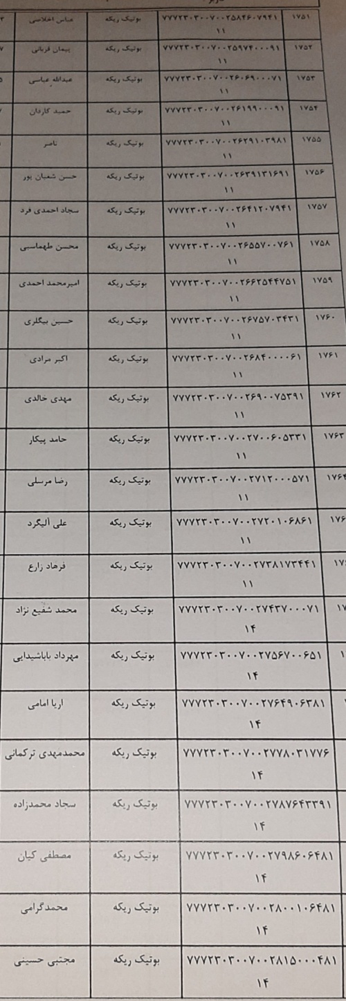 رسید مرسولات پستی ارسال شده