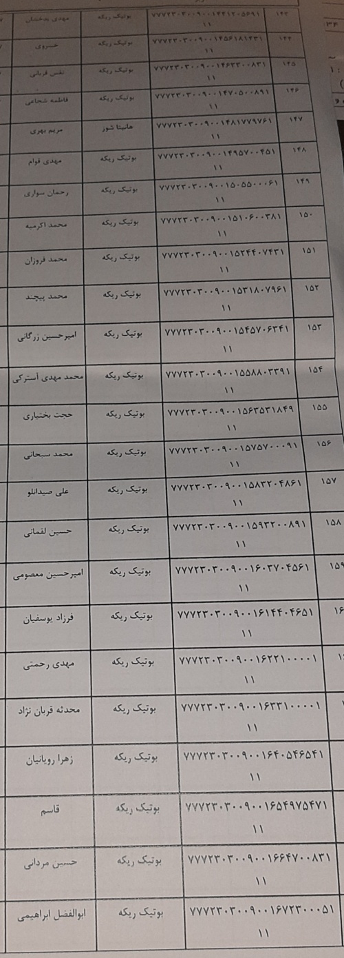 رسید مرسولات پستی ارسال شده