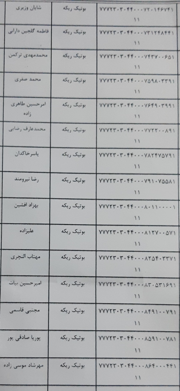 رسید مرسولات پستی ارسال شده