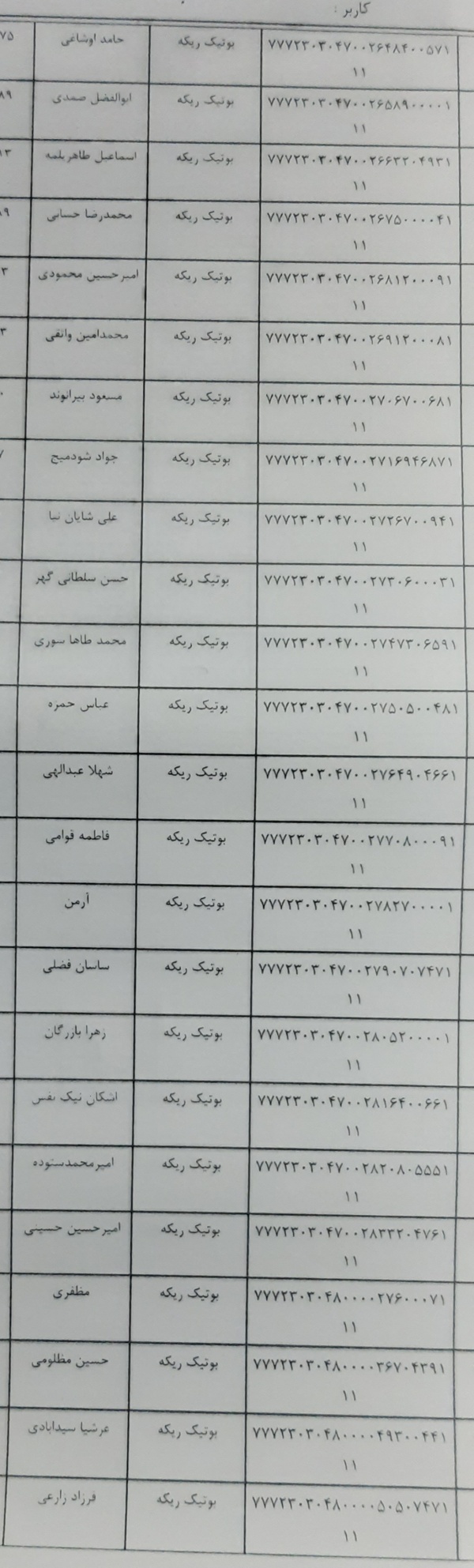 رسید مرسولات پستی ارسال شده