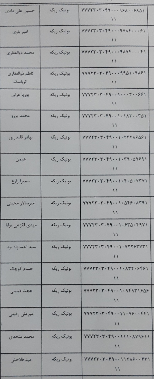 رسید مرسولات پستی ارسال شده