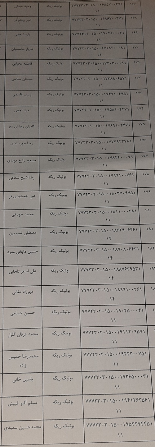 رسید مرسولات پستی ارسال شده