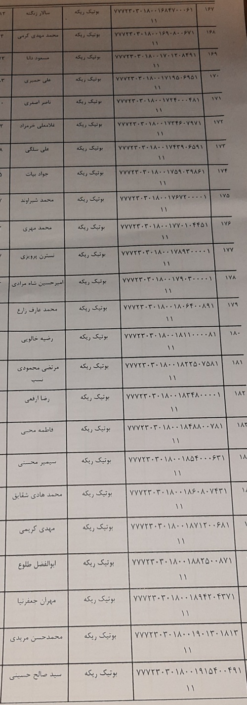 رسید مرسولات پستی ارسال شده