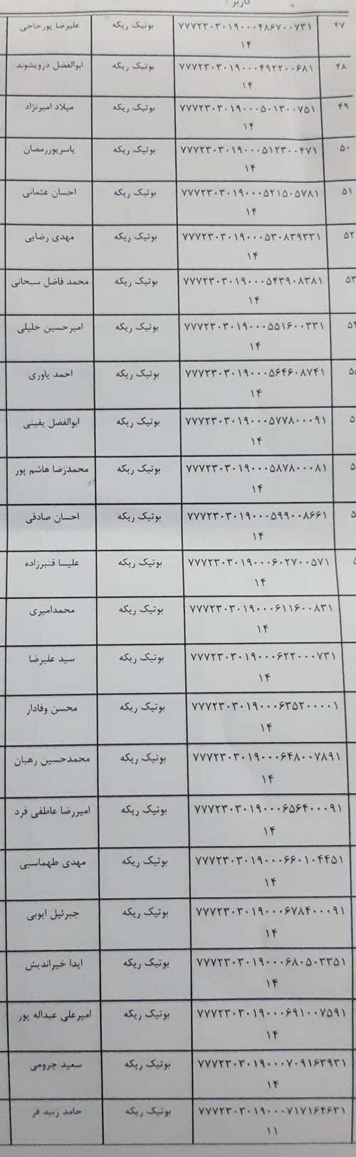 رسید مرسولات پستی ارسال شده