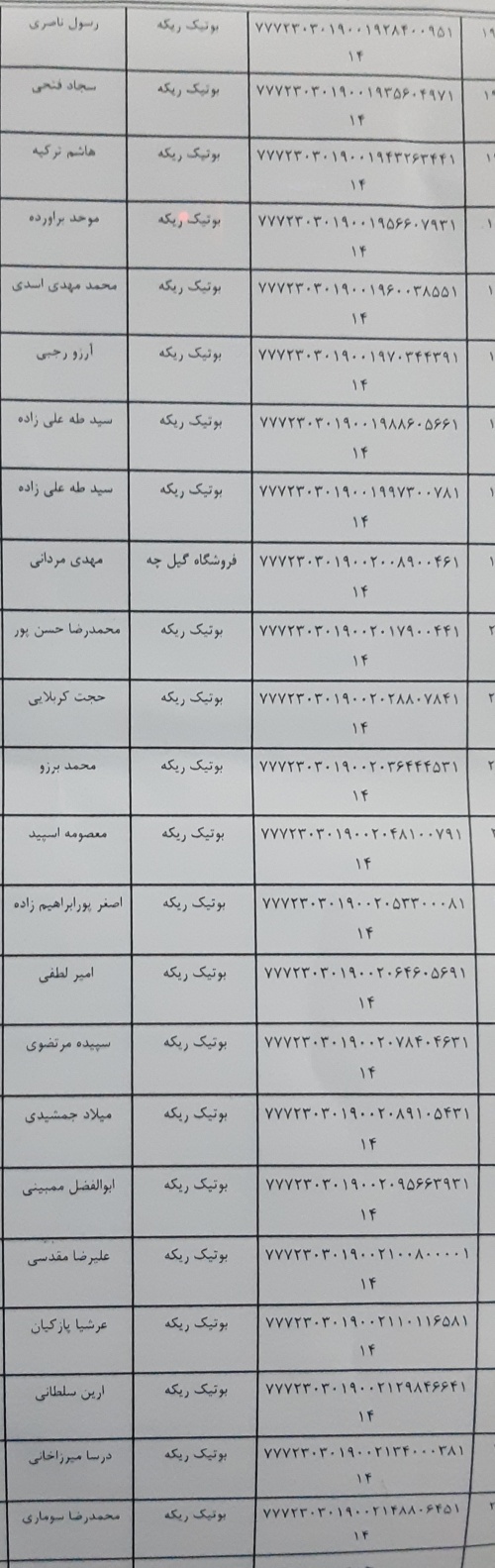 رسید مرسولات پستی ارسال شده