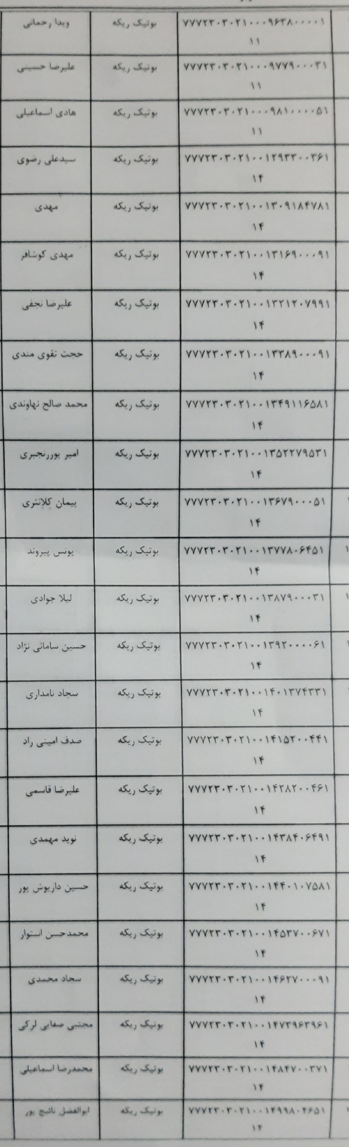 رسید مرسولات پستی ارسال شده