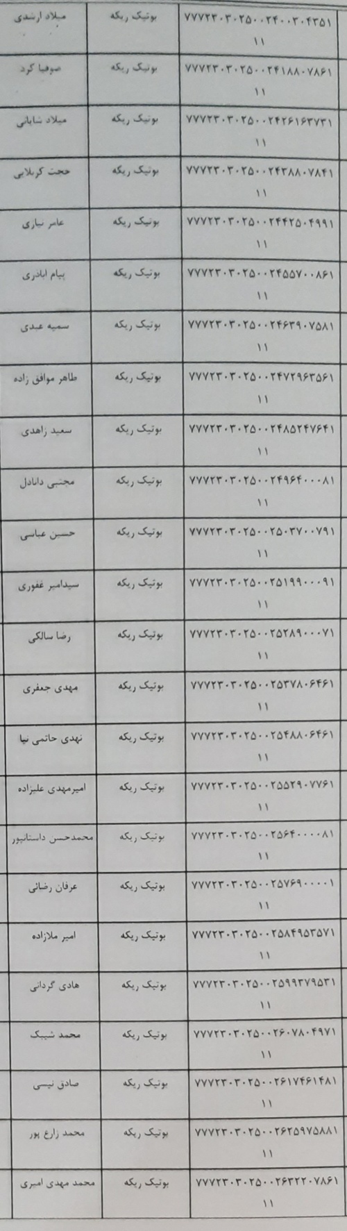 رسید مرسولات پستی ارسال شده