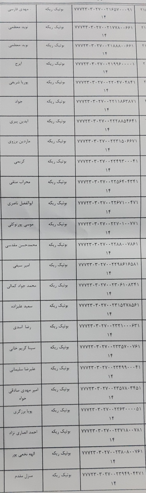 رسید مرسولات پستی ارسال شده